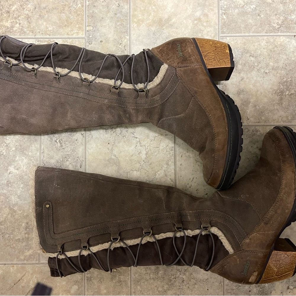 Knee high boots with heel